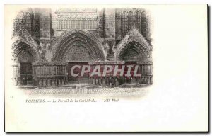 Old Postcard Poitiers of the Cathedrale Portal