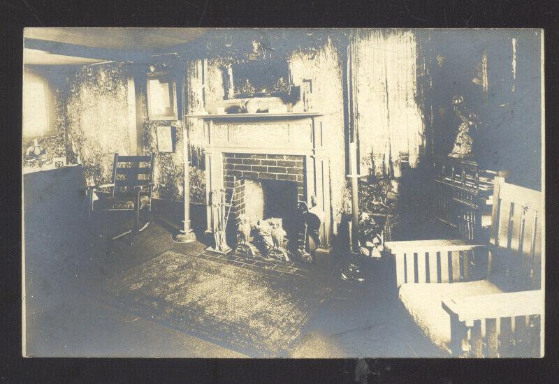 RPPC GORHAM MAINE RESIDENCE HOME INTERIOR VINTAGE REAL PHOTO POSTCARD