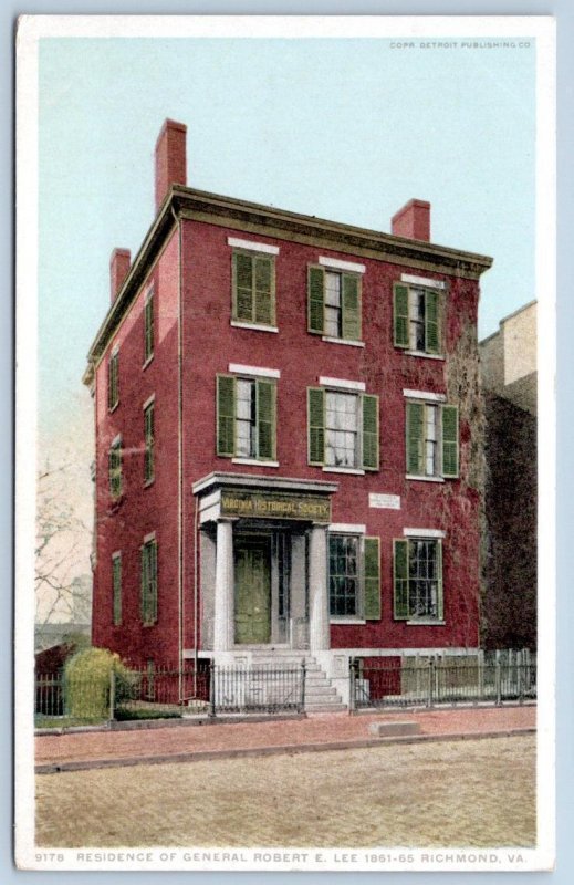 1920's ROBERT E LEE RESIDENCE RICHMOND VIRGINIA VA PHOSTINT ANTIQUE POSTCARD 