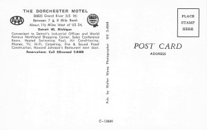 Detroit MI The Dorchester Motel Multi-Views Swimming Pool Postcard