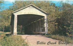 Billie Creek Bridge Indiana Covered Bridge Chrome Postcard Unused