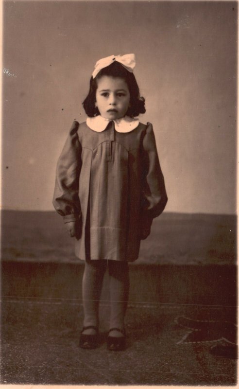 Vintage Postcard 1910's School Girl Wearing Her Uniform Lovely Preschooler