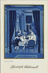 Children Delfts Blauw Vintage Postcard C183