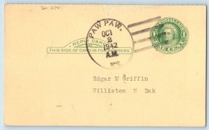 DPO Paw Paw Kentucky KY Postcard Edgar M Griffin Williston ND 1942 Vintage