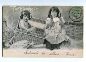 3161746 Lucky GIRL in Box as Gift Vintage Photo PC