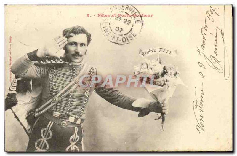 Old Postcard Fancy Feasts and luck soldier militaria