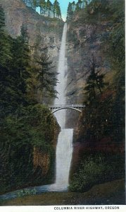 1930s Multnomah Falls Benson Foot Bridge Columbia River Highway Oregon Postcard