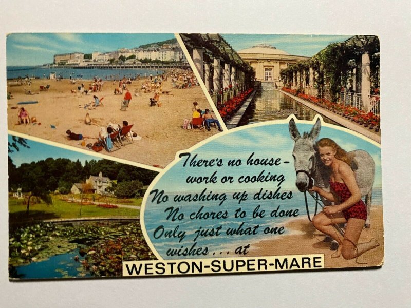 POSTED  1974  VINTAGE MULTI POSTCARD - WESTON SUPER MARE  (KK700)