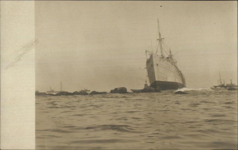 Unidentified Shipwreck Ship Wreck Disaster c1910 Real Photo Postcard