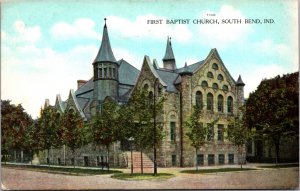 Postcard First Baptist Church in South Bend, Indiana