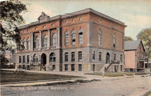 WATERVILLE MAINE CITY HALL & OPERA HOUSE~LEIGHTON VALENTINE POSTCARD 1911 PSTMK