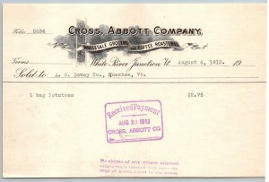 1913  White River Junction  Vermont  Cross, Abbott Company  Receipt  8 x 6