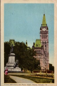 Canada Victoria Monument And Peace Tower Ottawa Canada Vintage Postcard C194