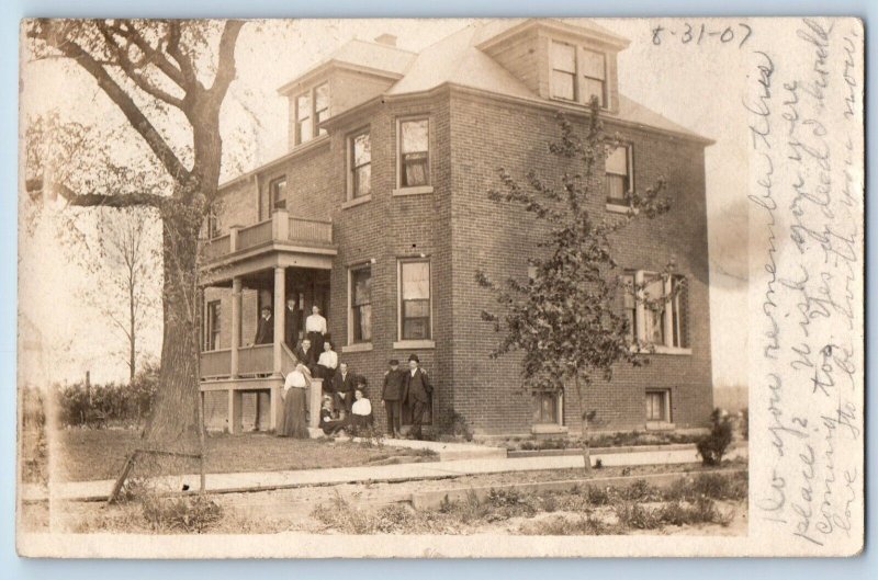 Chicago Illinois IL Postcard RPPC Photo House Building People Scene c1910's