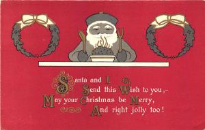 Christmas Oriental Gray Suited Santa Claus Poem Postcard