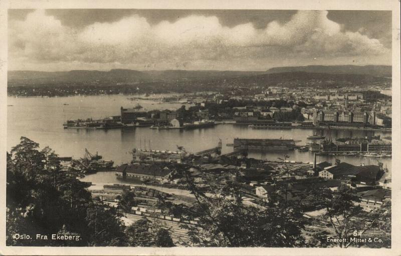 norway norge, OSLO, Fra Ekeberg, Partial View (1933) Mittet & Co. RPPC Postcard