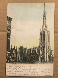 VINTAGE 1907 USED .01 POSTCARD - GRACE CHURCH, NEW YORK CITY, NEW YORK