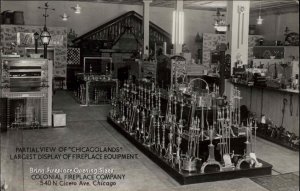 Chicago IL Colonial Fireplace Co N. Cicero Ave Real Photo Postcard