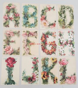 26 Postcards Set, Catharina Klein, Alphabet Flowers Letters A-Z 