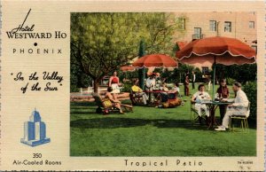 Postcard AR Phoenix Hotel Westward Ho Tropical Patio - LINEN 1938 A19