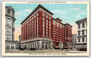 1927 Pantlind Hotel Grand Rapids Michigan MI Broadway & Building Posted Postcard