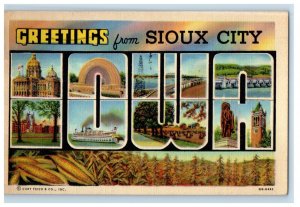 1947 Greetings From Sioux City Iowa IA Posted Vintage Postcard