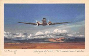 TWA Airlines Plane Aircraft Takeoff 1944 postcard