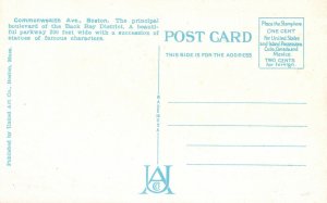 Vintage Postcard Commonwealth Avenue Principal Boulevard Boston Massachusetts MA