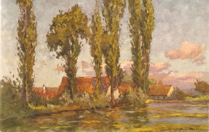 Landscspe with trees Nice Swiss postcard 1940/50s