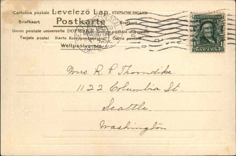 Verona Italy Panorama Art Nouveau Border c1905 Postcard