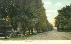 C-1910 Winona Lake Indiana Spring at Inn Postcard #C1384 Watson 20-10639