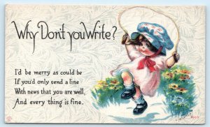 2 Postcards TWELVETREES Artist Signed CHILDREN Why Don't You Write? c1910s