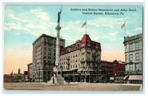 Soldiers And Sailors Monument Allen Hotel Central Square Allentown PA Postcard  