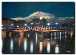 Modern Postcard Grenoble Olympic city the Maruis Gonlard Bridge at dusk and M...