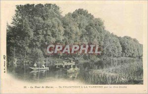 Old Postcard The Tour De Marne Champigny La Varenne the right bank Boat Boat