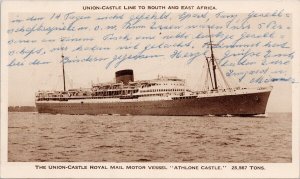 Union Castle 'Athlone Castle' Steamship 1950s South Africa 3d Stamp Postcard H50
