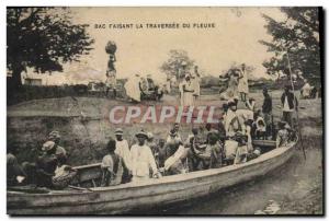 Postcard Old Man negro Black Bac making the crossing of the river