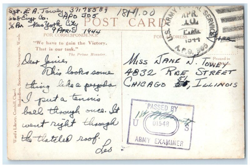 1944 Round HouseChard Somerset England RPPC Photo APO Soldier Mail Postcard