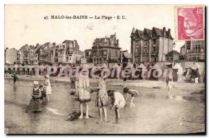 Old Postcard Malo les Bains Beach