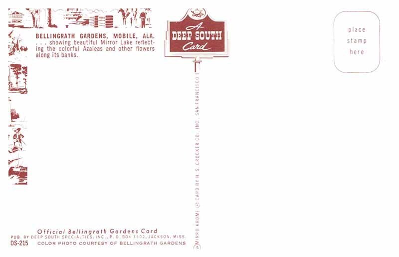 Postcard GARDEN SCENE Mobile Alabama AL AP1762