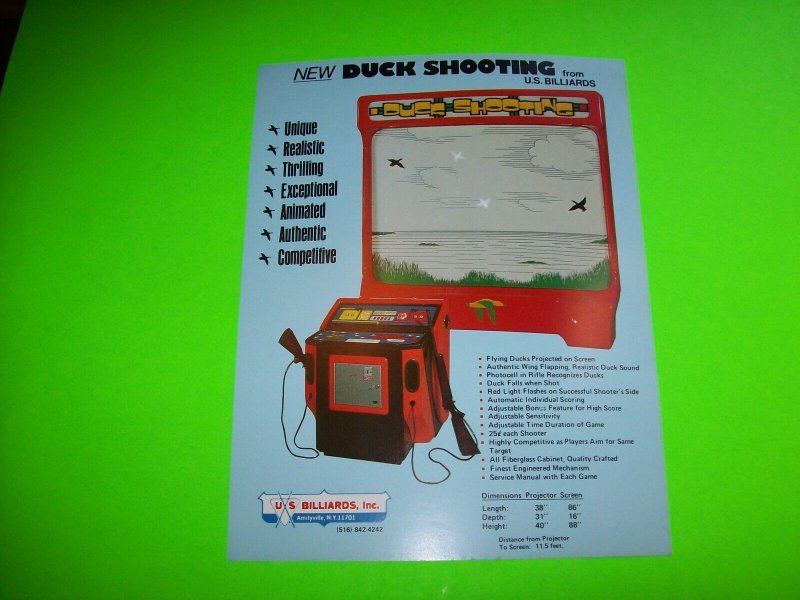 Duck Shooting Arcade FLYER US Billiards Original NOS Rifle Gun Shooting Gallery