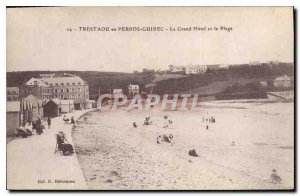 Old Postcard Trestou in Perros Guirec Grand Hotel and the Beach