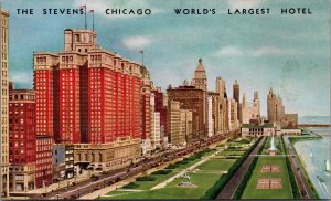 USA The Stevens Chicago World's Largest Hotel Illinois Vintage Postcard 09.96