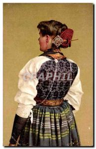 Postcard Old Unterwaldenmadchen Folklore Costume