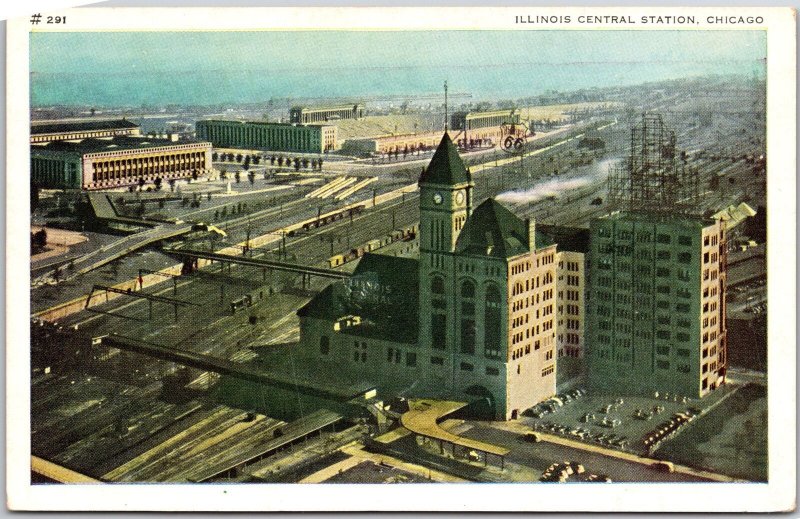 Chicago Illinois ILL, Central Station, Michigan Boulevard, Vintage Postcard