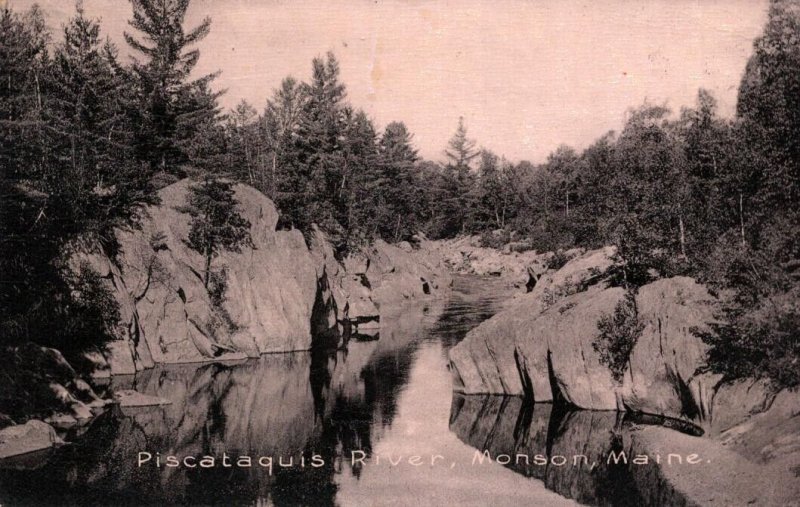 Piscataquis River  Monson  Maine   Postcard  1909