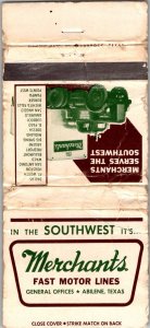 Matchbook Cover Trucking Merchant Fast Motor Lines Abilene, TX MB60