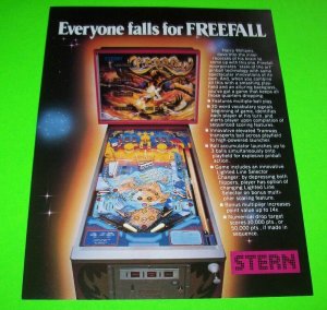 Free Fall Pinball Flyer Original NOS 1981 Ready To Frame Game Artwork 8.5 x 11