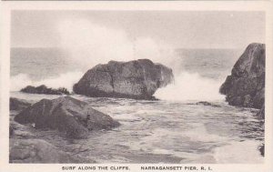 Rhode Island Narragansett Pier Surf Along The Cliffs Albertype