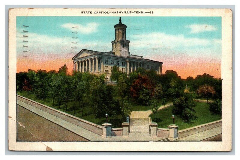 Vintage 1935 Postcard State Capitol Grounds and Entrance Nashville Tennessee